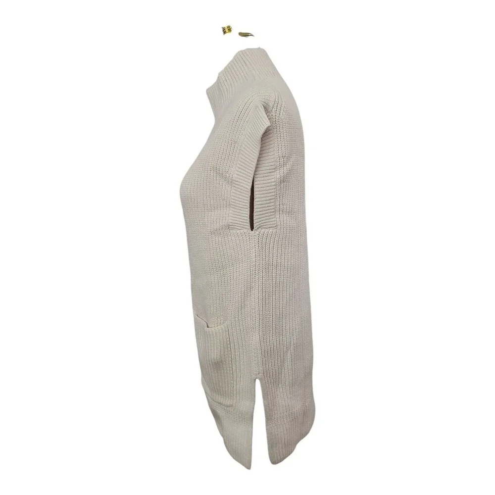 Banana‎ Republic Mock Neck Sleeveless Tunic Sweater Vest White XS Cotton Blend